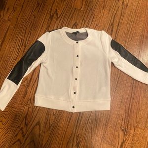 Cardigan by Drew vegan leather on arms and back panel xs